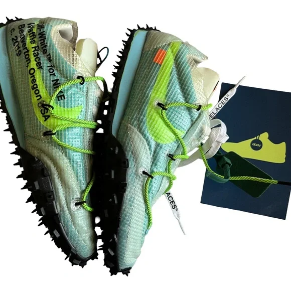 Nike x Off-White Waffle Racer Vivid Green Women 9 NEW Authentic Virgil Abloh - Picture 2 of 5